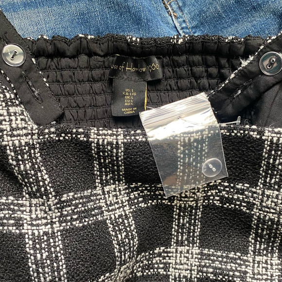 House of Harlow 1960 Plaid Tweed Crop Top Frayed Hem Large - Picture 7 of 7